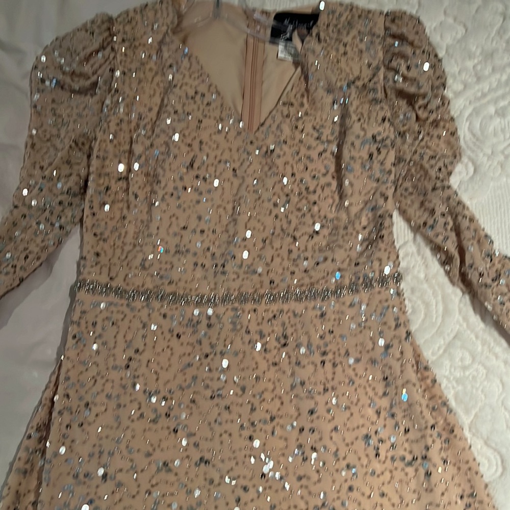Mac Duggal Sequin Midi Gown With Embellished Heml… - image 4